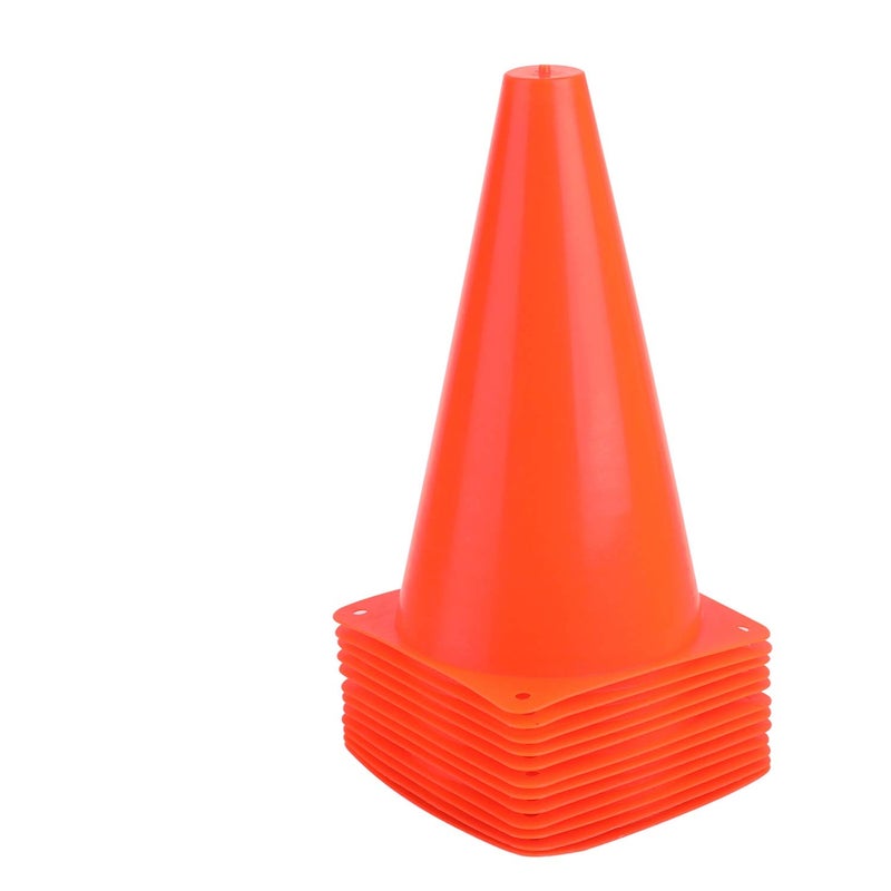 Fragraim 9 Inch Plastic Training Traffic Cones, Sport Cones, Agility Field Marker Cones for Soccer Basketball Football Drills Training, Outdoor Activity or Events - 12 Pack, Orange - Image 1